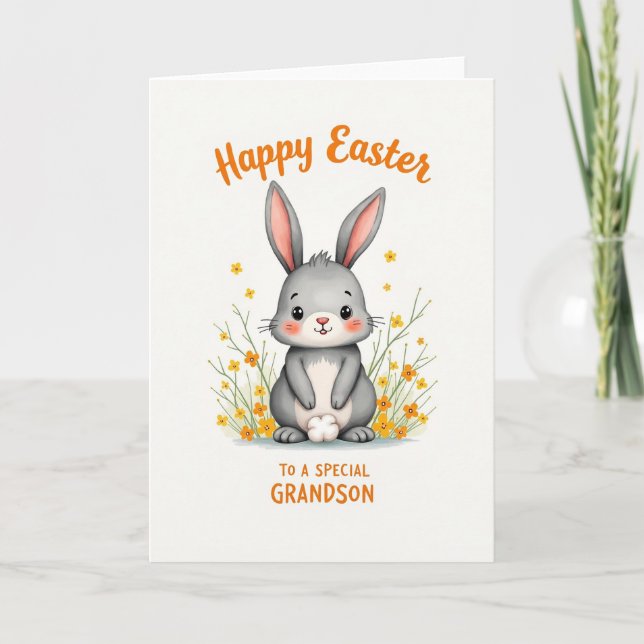 Bunny Spring Blossom Greeting Card (Front)