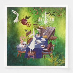 Bunny Spring Party in Forest-Animal Illustration Napkin