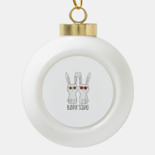 Bunny Squad Funny Cute Pet Rabbit Lover T Shirt Ceramic Ball Christmas Ornament