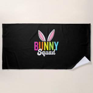 Bunny squad, matching easter rabbit ears, Easter p Beach Towel