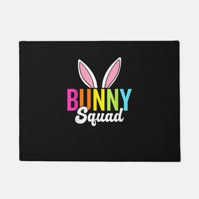 Bunny squad, matching easter rabbit ears, Easter p Doormat (Front)