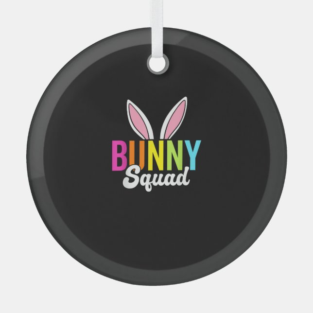 Bunny squad, matching easter rabbit ears, Easter p Glass Tree Decoration (Front)
