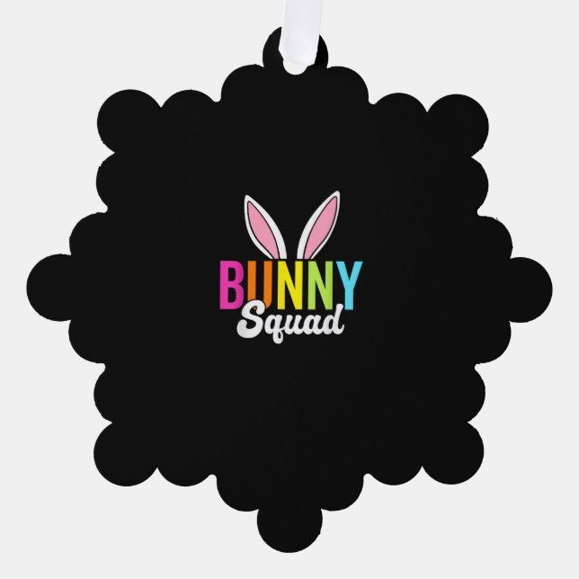 Bunny squad, matching easter rabbit ears, Easter p Tree Decoration Card (Front)