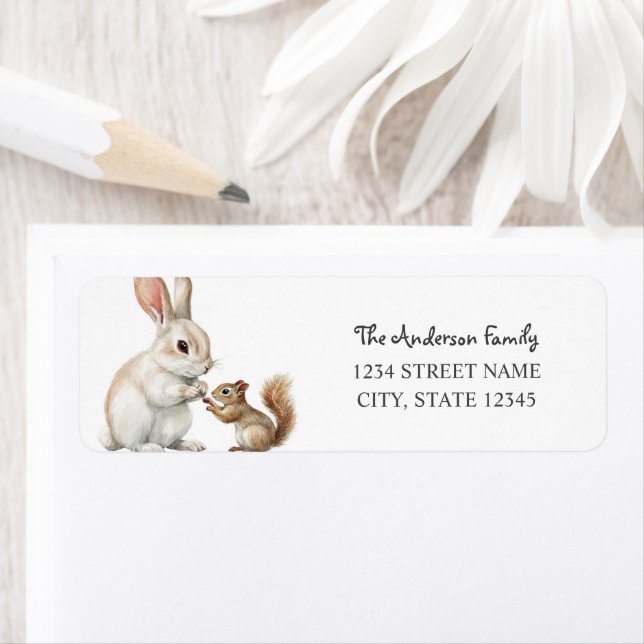 Bunny Squirrel Return Address Label (Insitu)