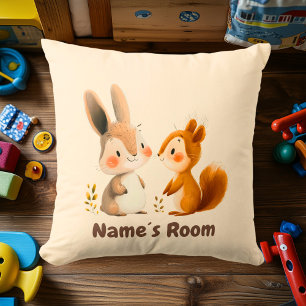 Bunny & Squirrel Woodland Friends Kids Room Cushion