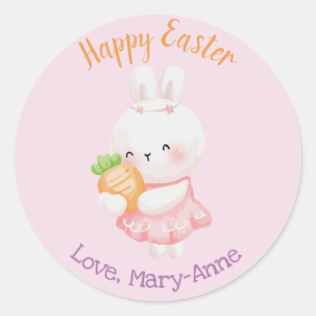 Bunny Stickers (Cute Easter Rabbit with Carrot) (Front)