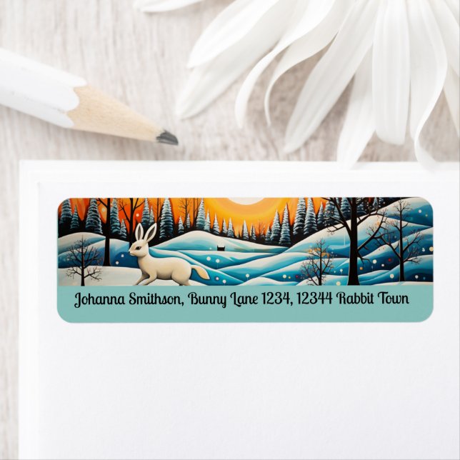Bunny Sunny Winter Day Return Address Label (Insitu)