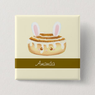 Bunny Sweet Dessert Cinnamon Bun 15 Cm Square Badge