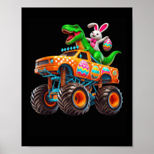 Bunny T-rex Easter Monster Truck Dino Funny Boys K Poster