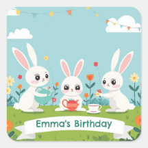 Bunny Tea Party Stickers | Cute Rabbit Birthday