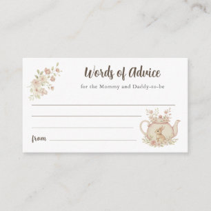 Bunny Teapot Baby Shower Words of Advice Enclosure Card