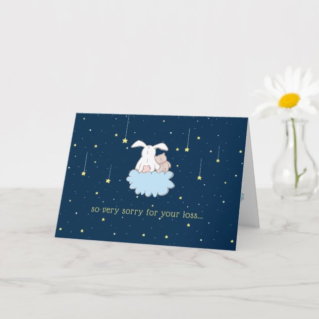 Bunny & Teddy _ Loss of a Child Condolence Card (Small Plant)