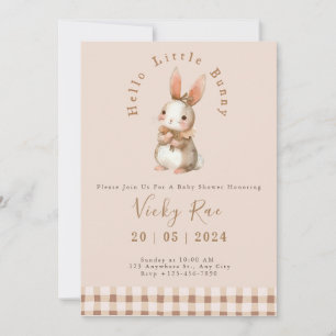 Bunny themed Babyshower for baby girl chequerboard Invitation