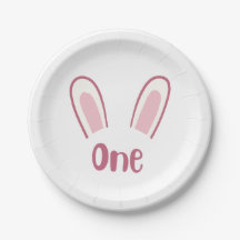 Bunny themed "first" birthday party plates 