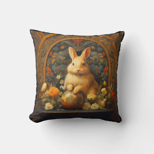 Bunny Throw Pillow, William Morris inspired Cushion