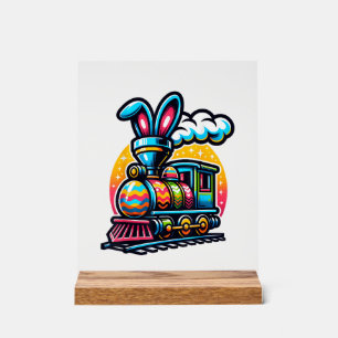 Bunny Train Railroad Easter Egg Kids Toddler Boys  Acrylic Sign