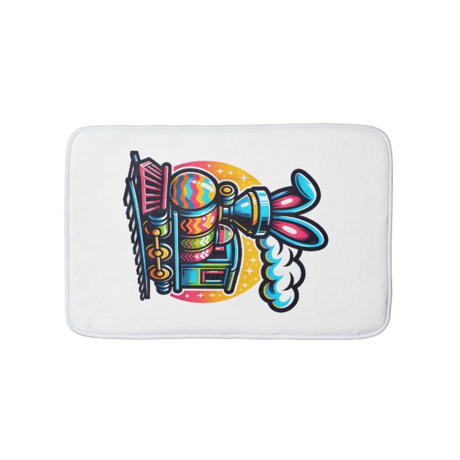 Bunny Train Railroad Easter Egg Kids Toddler Boys  Bath Mat (Front)