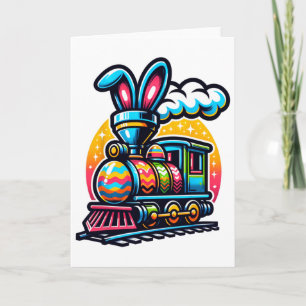 Bunny Train Railroad Easter Egg Kids Toddler Boys  Card