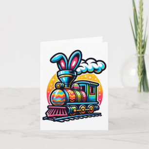 Bunny Train Railroad Easter Egg Kids Toddler Boys Card
