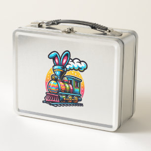 Bunny Train Railroad Easter Egg Kids Toddler Boys  Metal Lunch Box