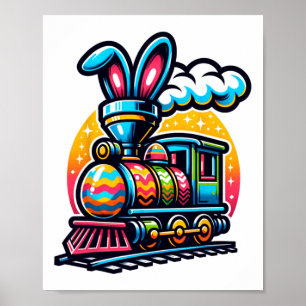 Bunny Train Railroad Easter Egg Kids Toddler Boys Poster