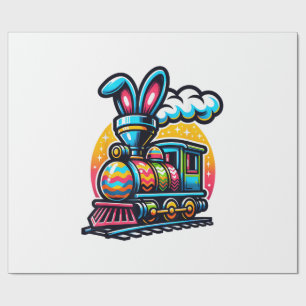 Bunny Train Railroad Easter Egg Kids Toddler Boys  Wrapping Paper
