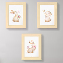 Bunny Triplets Wall Art Set for Nursery