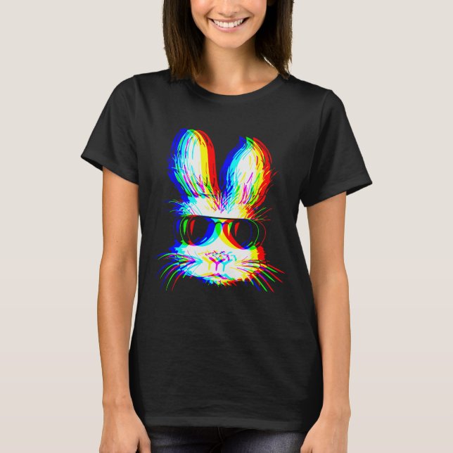 Bunny Trippy Varwave Easter Techno Rave Edm Music  T-Shirt (Front)