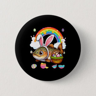 Bunny Trout Fish Easter Hunting Eggs Basket Colorf 6 Cm Round Badge