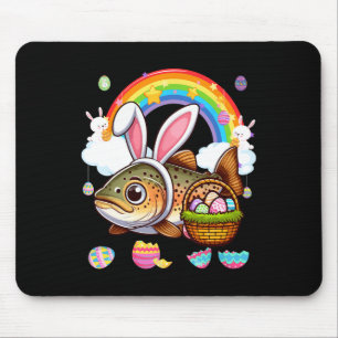 Bunny Trout Fish Easter Hunting Eggs Basket Colorf Mouse Pad