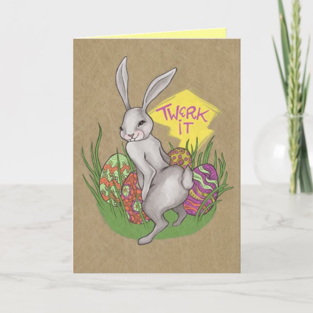 Bunny Twerk Easter Holiday Card (Front)