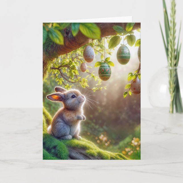 Bunny Under An Easter Egg Tree Card (Front)