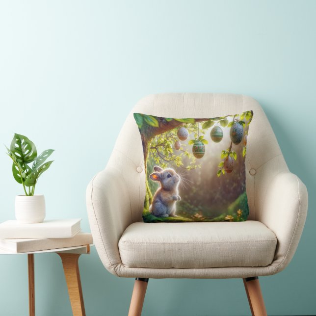 Bunny Under An Easter Egg Tree Cushion (Chair)