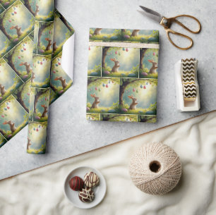 Bunny Under An Easter Egg Tree Wrapping Paper