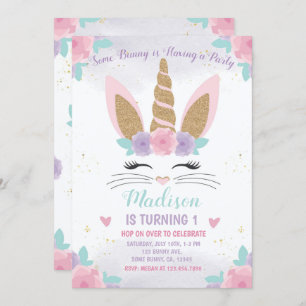 Bunny Unicorn Birthday Invitation, Bunny Birthday Invitation