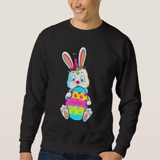 Bunny Unicorn Easter Egg Cute Rabbit Women Girls T Sweatshirt (Front)