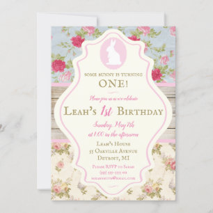 Bunny Victorian Floral Shabby Chic Party Invitation