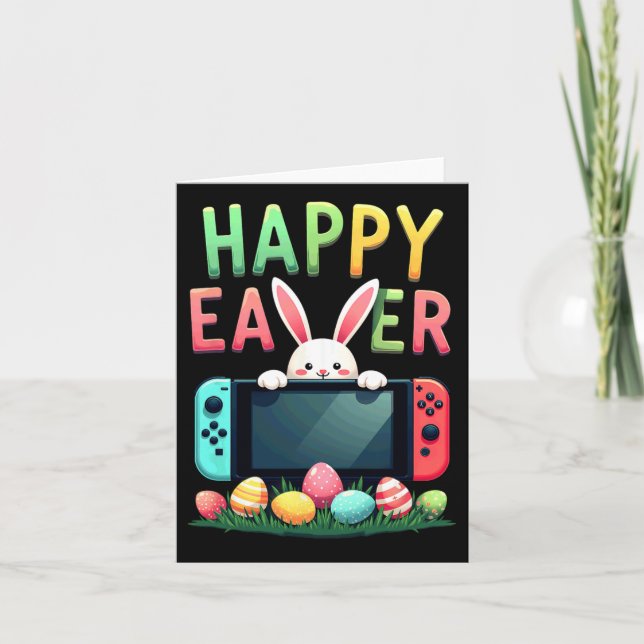 Bunny Video Gaming Gamer Easter Eggs  Card (Front)