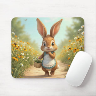 Bunny Walking Down a Country Path Mouse Pad