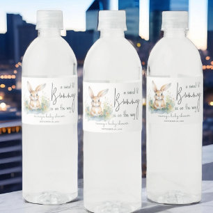 Bunny Watercolor Baby Shower  Water Bottle Label