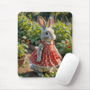Bunny Wearing a Dress in Tomato Garden Mouse Pad