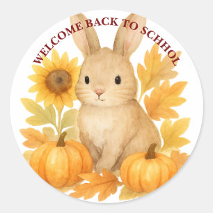 Bunny Welcome Back To School Classic Round Sticker