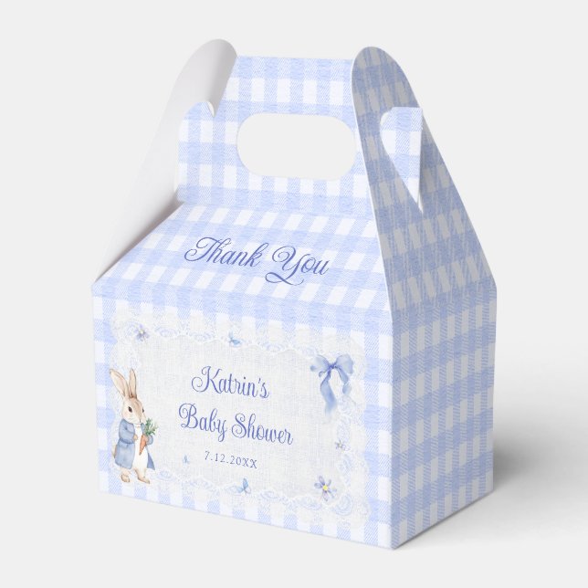 Bunny Whimsical Rabbit Blue Baby Shower Favour Box (Back Side)