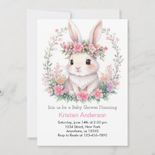 Bunny Whispers Girl Baby Shower Invitation