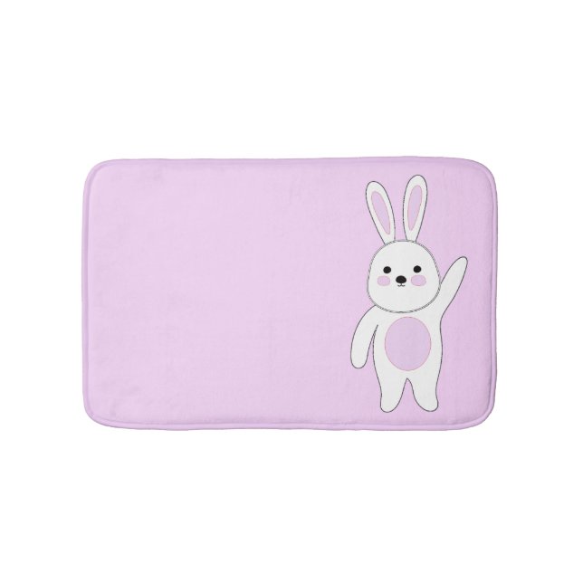 Bunny. White wnd pink Bath Mat (Front)