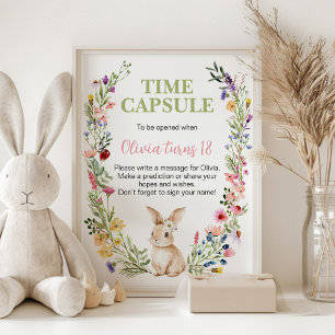 Bunny Wildflower Birthday Party Time Capsule Sign