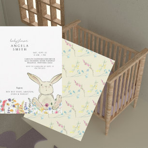 Bunny & Wildflowers Colourful Baby Shower Invitation