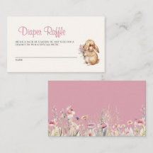 Bunny Wildflowers Pastel Baby Shower Diaper Raffle