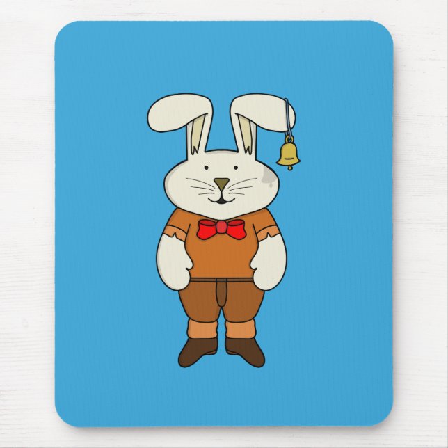 Bunny with a bell in his ear mouse pad (Front)