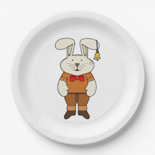 Bunny with a bell in his ear paper plate